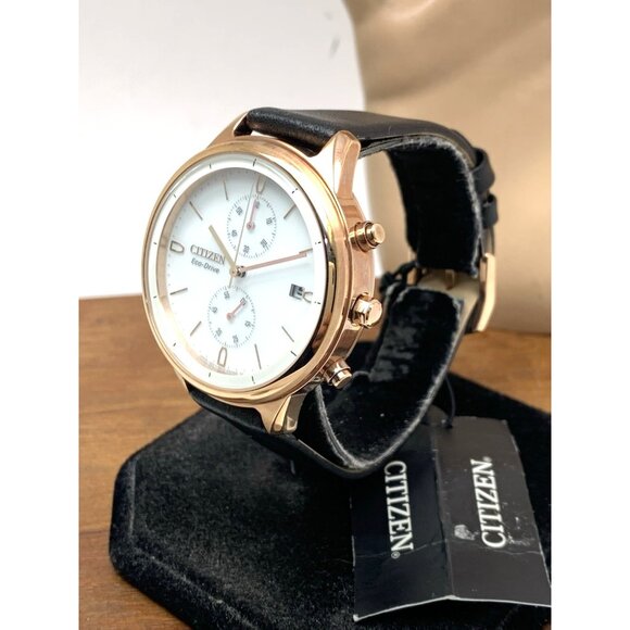 Citizen Women's Watch FB2003-05A Eco-Drive Chronograph White Dial Rose Gold 39mm - Picture 2 of 14